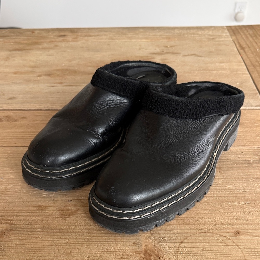 Proenza Schouler Black Leather Mule Clogs